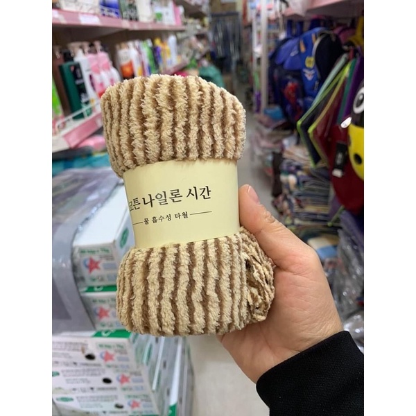 Khăn mặt kẻ sợi bông Hàn Quốc mềm mịn