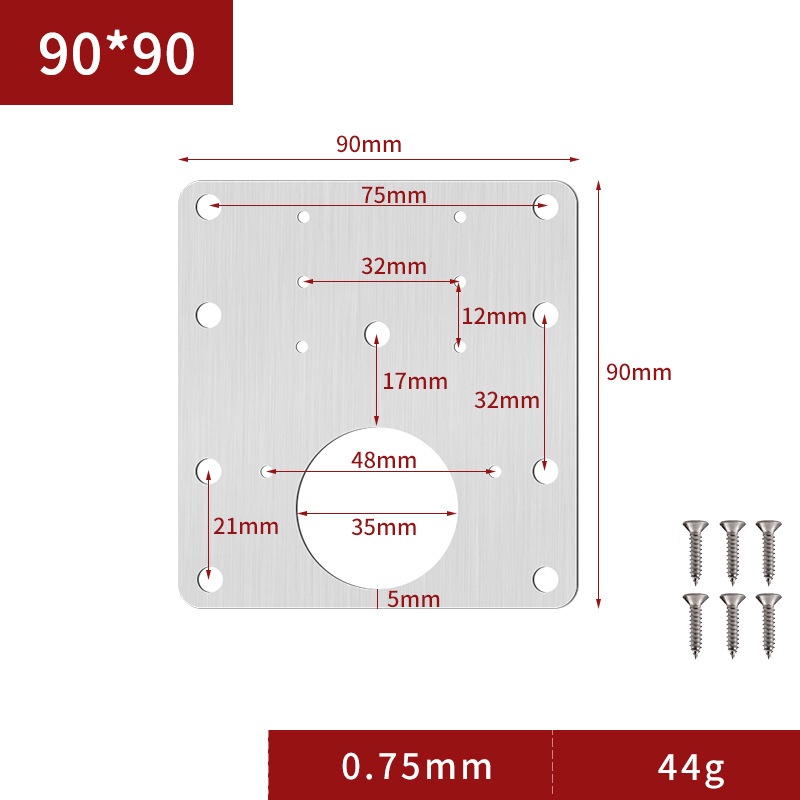 Miếng Tấm Pát Pad Thép Vuông Sửa Bản Lề Tủ Cửa Gỗ Lỗ Vít Door Hinge Repair Kit