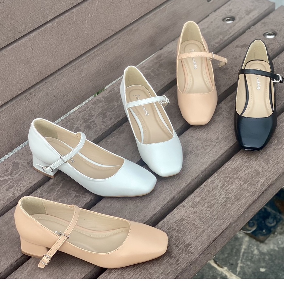 Giày mary jane cao gót mũi vuông đế vuông cao 3p thời trang Annmodes_A1004QNDXM