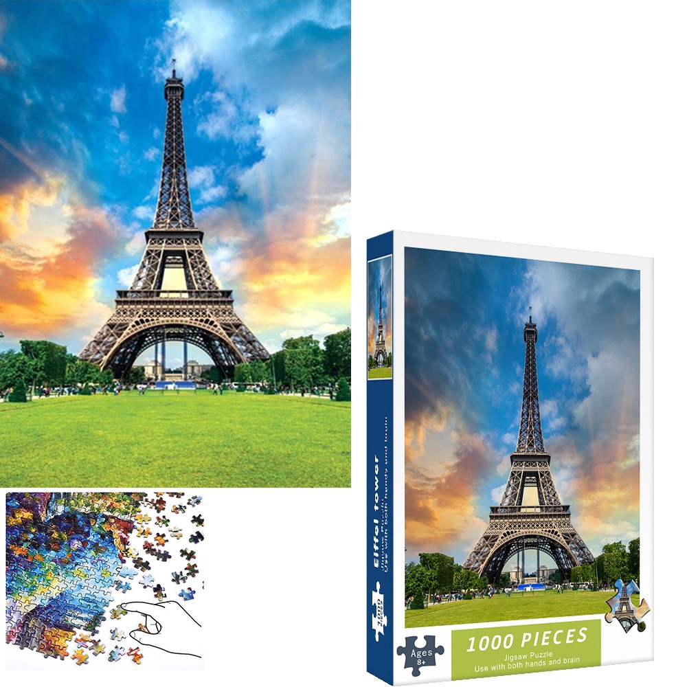 Bộ Tranh Ghép Xếp Hình 1000 Pcs Jigsaw Puzzle Tranh Ghép (75*50cm) Tháp Eiffel Bản Đẹp Cao Cấp