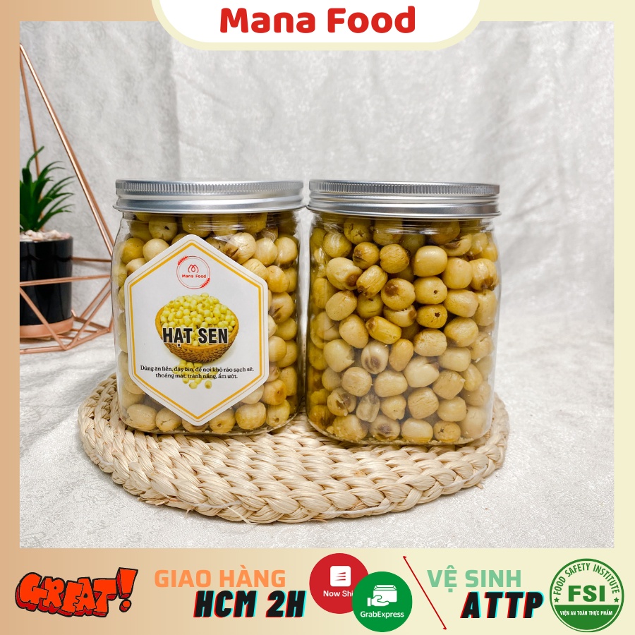 [Hũ vuông] 250G Hạt Sen Sấy Giòn Mana Food |  VSATTP - Hạt bùi thơm - Chất lượng