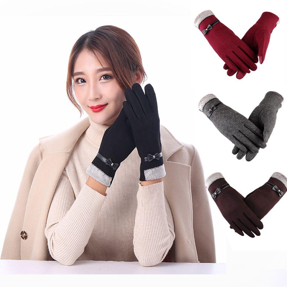 EUTUS Găng Tay Nhung Thời Trang Bốn Nút Có Thể Chạm Màn Hình Cảm Ứng