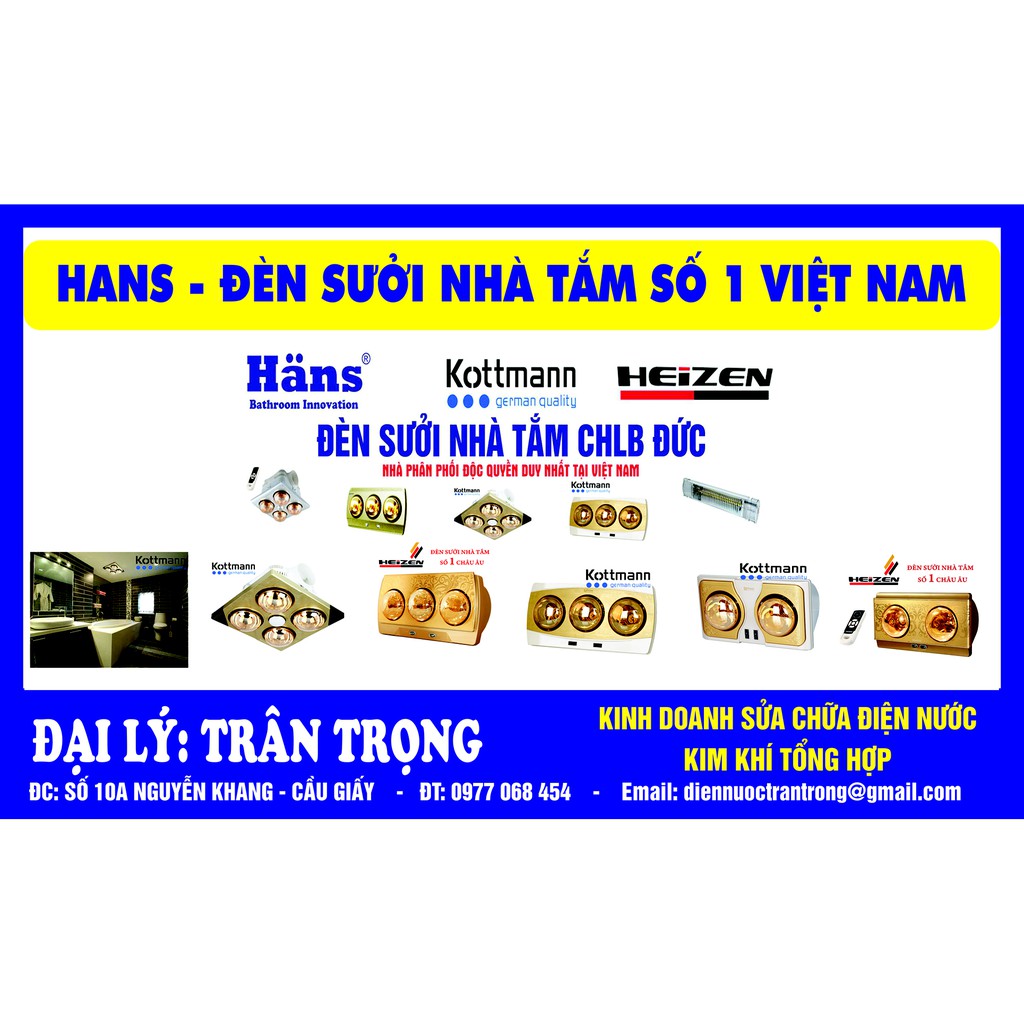 Đèn sưởi nhà tắm Kottmann 3 bóng - K3BH