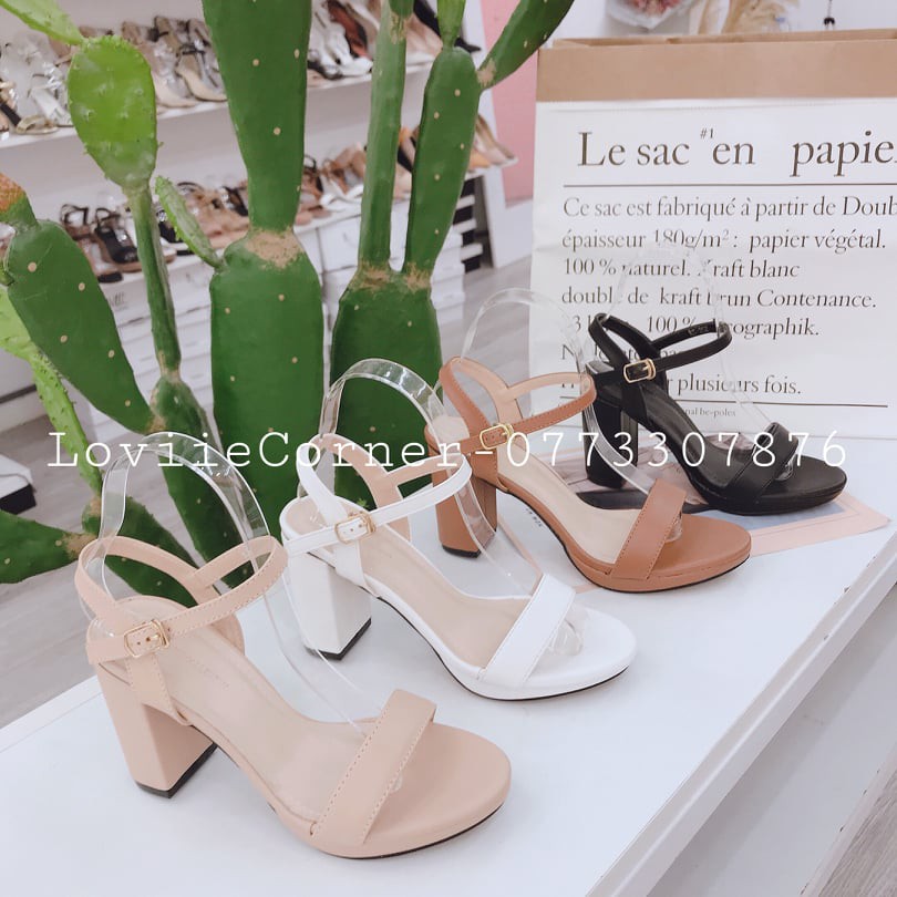 LOVIIECORNER- GIÀY SANDAL CAO GÓT 9CM ĐẾ ĐÚP QUAI NGANG - GIÀY SANDAL CAO GÓT QUAI MẢNH ĐẾ ĐÚP 9 PHÂN - G200724