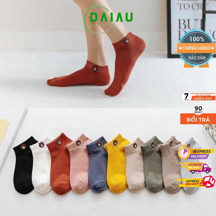 Tất Gấu Nữ  Cổ Ngắn Chất Cotton Thoáng Mát Phong Cách Hàn Quốc Đẹp 10 Màu COMBO 5 Đôi TG10 | BigBuy360 - bigbuy360.vn