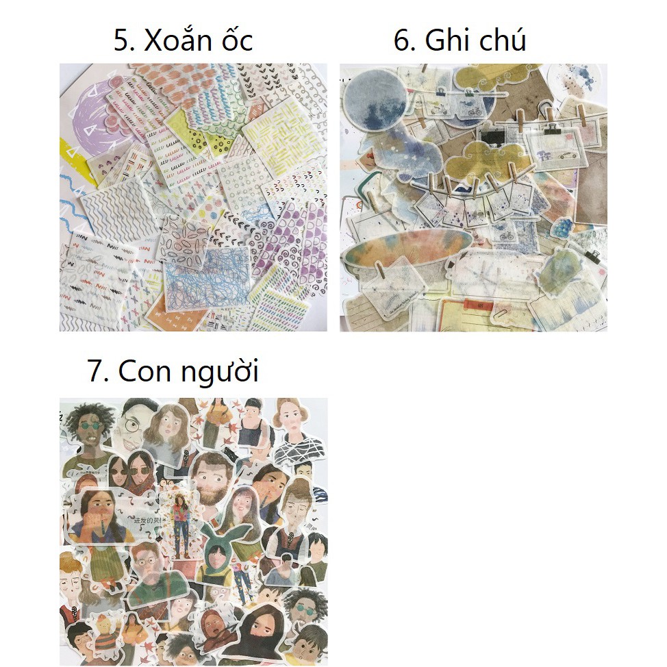 Gói 60 sticker giấy SG6001 Gachini