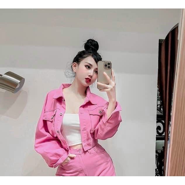 Áo kaki, jean nữ croptop, đủ màu sắc trẻ trung,có túi hộp,cổ bẻ,vải mềm mại, free size từ 35_75kg