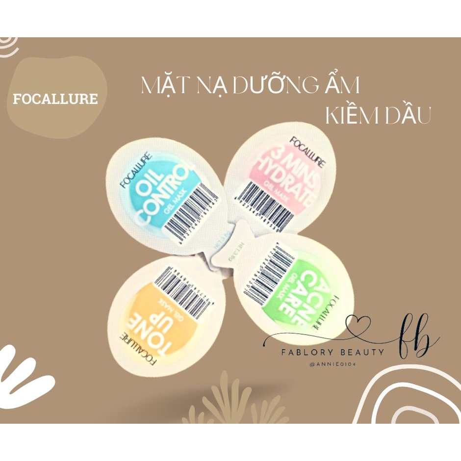 Mặt nạ FOCALLURE 3.8g, mặt nạ nội địa trung dưỡng sáng da, kiềm dầu, dưỡng ẩm sâu, se khít lỗ chân lông và giảm mụn