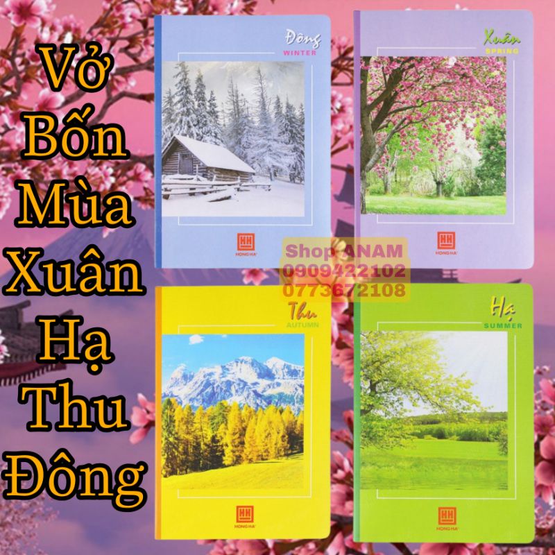 Vở kẻ ngang Hồng Hà Pupil Bốn mùa ( 72 , 120 , 200 trang )