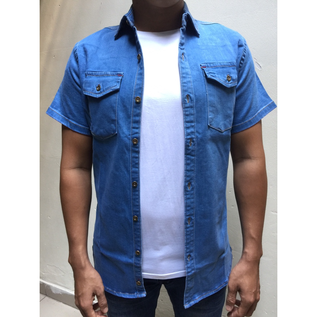Aó JEAN Nam Ngắn Tay Vải Mềm Co Giản Size 80Kg