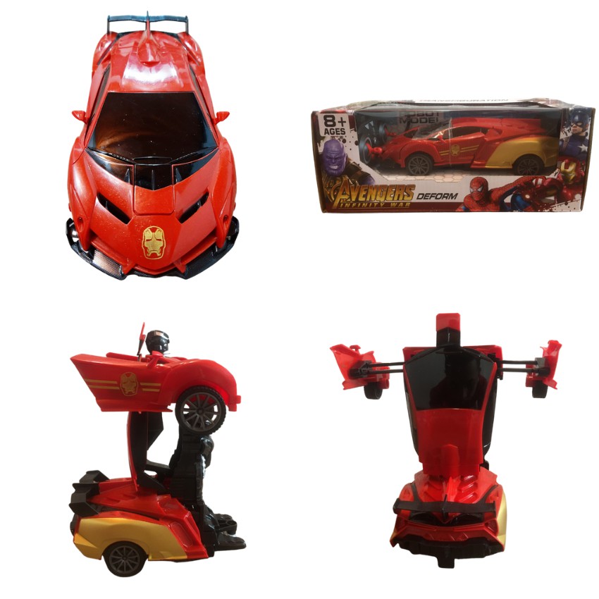 Đồ Chơi Xe Điều Khiển Biến Hình Robot Xe Ironman Siêu Cấp Màu Đỏ Cam Đèn Pha Siêu Sáng - Teemostores