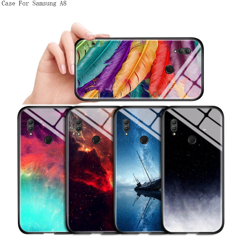 Samsung Galaxy A8 A9 A7 A6 2018 Plus A9S A730 A750 A530 A6+ A8 A9+ For Phone Case Aurora Gradient Starry Hard Casing