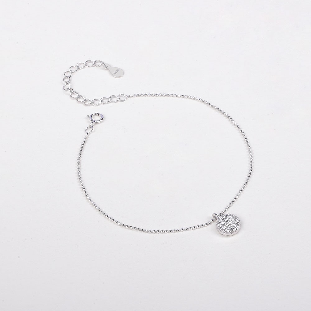 Lắc Tay Nữ Bạc Ý S925 Sợi Bi Tròn Mặt Nạm Đá Cá Tính Tesa V062112- MonLilas Jewelry