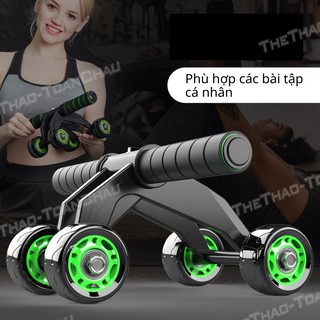 Con lăn tập cơ bụng 4 bánh Chất liệu cao cấp thể thao Toàn Châu đốt mỡ thừa vai bụng lưng