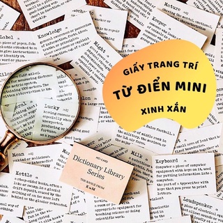 Set 100 giấy trang trí font chữ đánh máy dạng từ điển mini stickerbosuashop