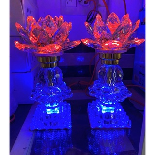 ĐÈN THỜ PHA LÊ HOA SEN (1CẶP) 23CM