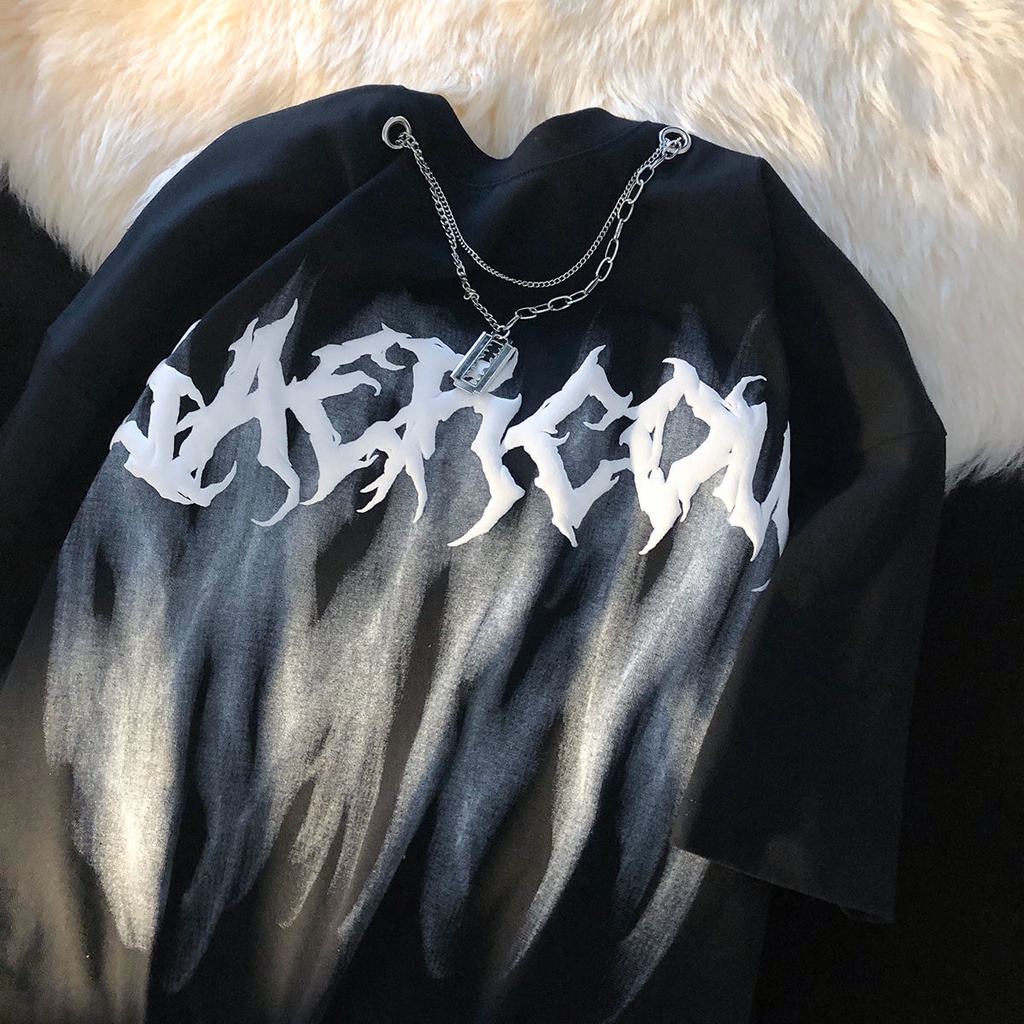 Áo thun MMIOT tay ngắn dáng rộng in họa tiết vòng cổ phong cách hip hop thời trang mùa hè 2023 cho nam và nữ