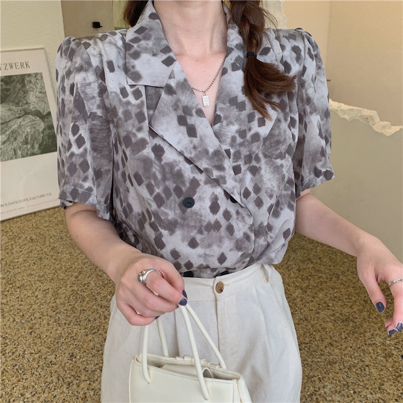 Áo Sơ Mi Tay Ngắn Dáng Rộng Phong Cách Hong Kong Thời Trang Mùa Hè Mới Cho Nữ