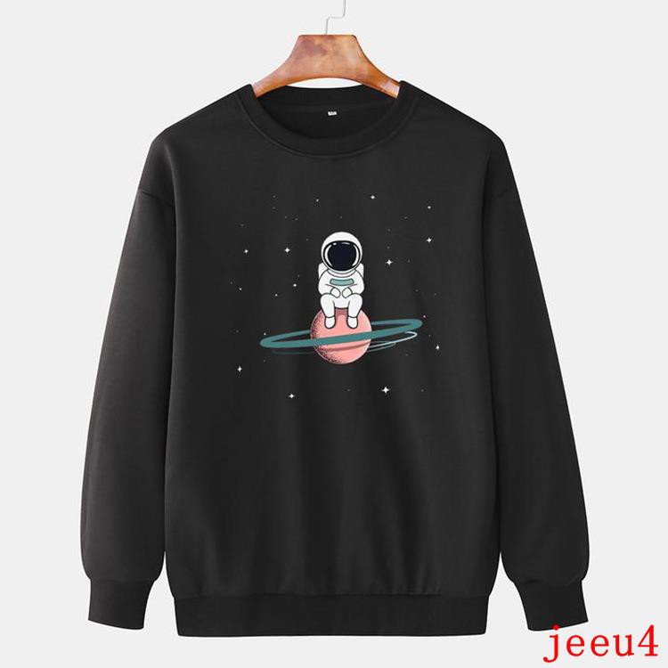 Áo Sweater Tay Dài Dáng Rộng Cổ Tròn In Hình Người Ngoài Hành Tinh Độc Đáo