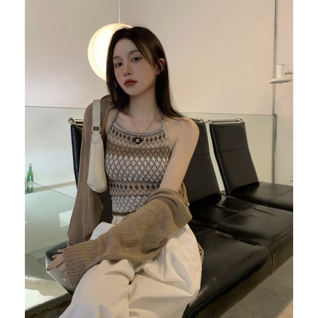 Áo hai dây XIAOZHAINV dệt kim thời trang mùa hè phong cách Hàn Quốc dành cho nữ