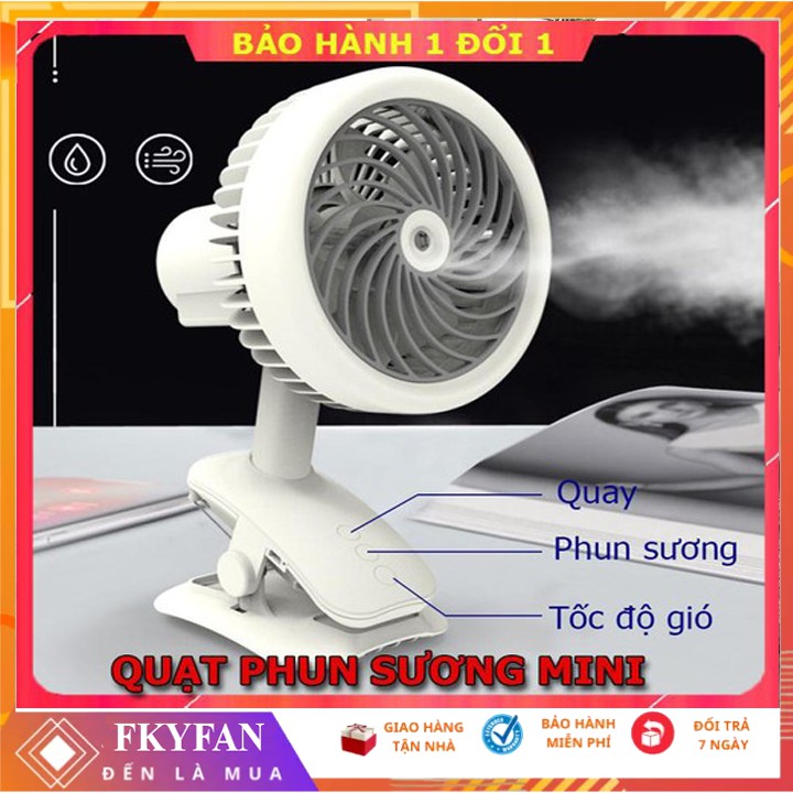 3 màu xanh, hồng, trắng  Quạt Phun Sương Mini Tích Điện Để Bàn Đa Năng Cao Cấp, Có Kẹp Bàn, 3 Cấp Độ Gió