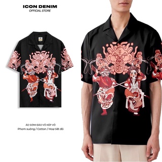Áo Sơ Mi Nam ICON DENIM Tay Ngắn Cổ Vest Relax Fit Đào Võ Kép Võ SM011012