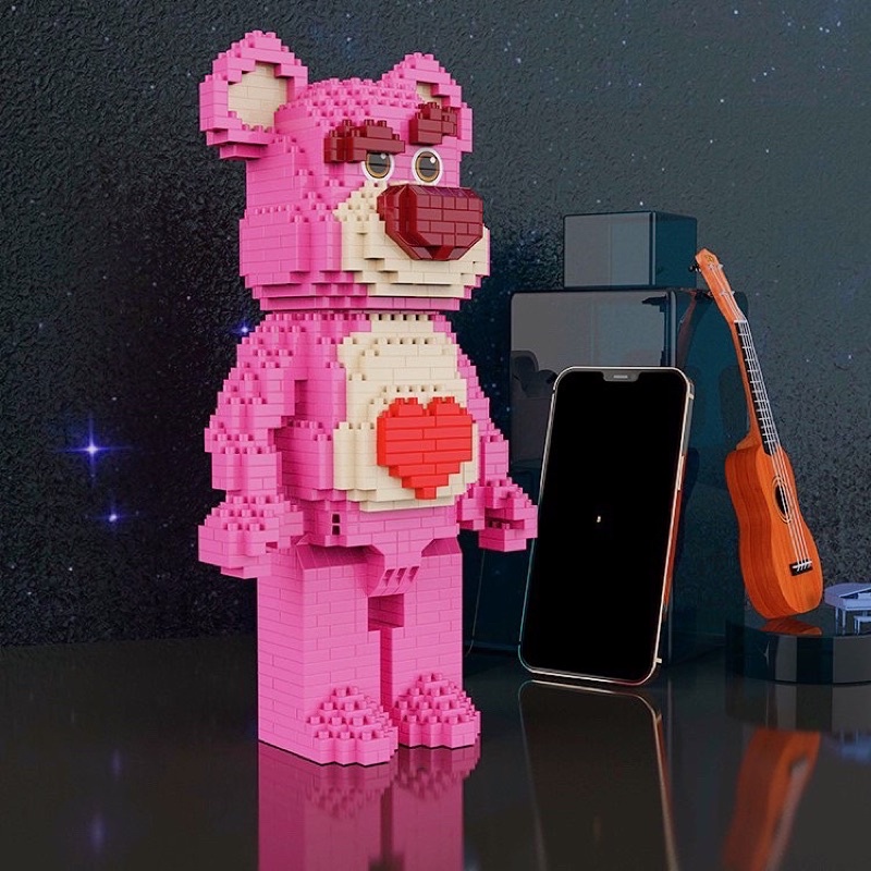 Đồ chơi xếp hình mô hình lắp ráp Lotso Bearbricks Gấu Hồng Non Lego Nanoblocks