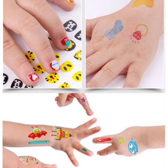 Bộ tatoo và nail stickers bộ hình xăm và miếng dán ngón tay