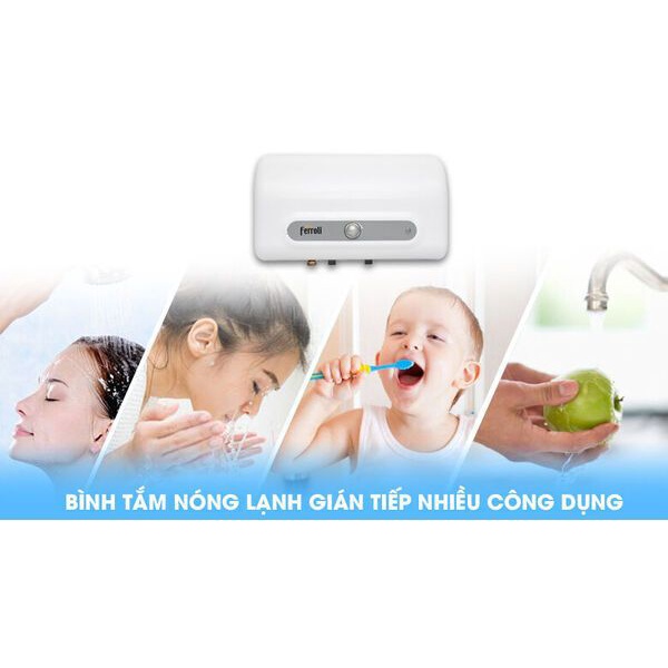 Bình nước nóng gián tiếp QQ SE lựa chọn 3 công suất, thanh đốt tráng bạc kháng khuẩn -Hàng chính hãng Ferroli