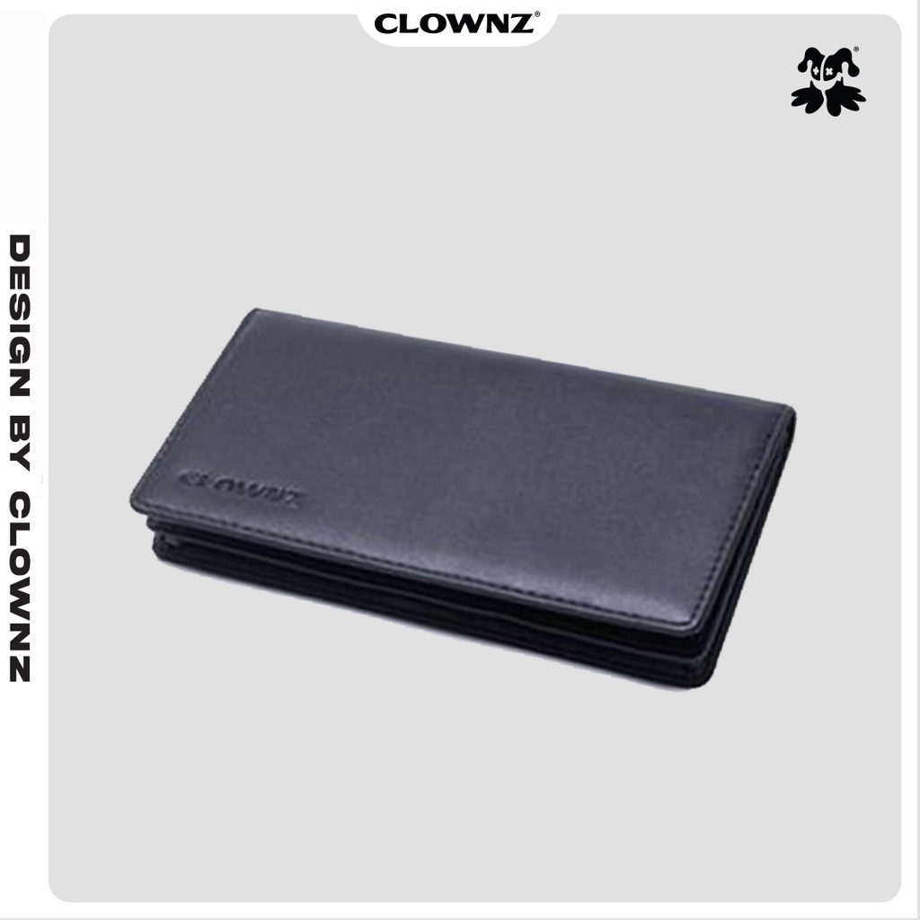Ví da dáng đứng local brand Clownz new logo long wallet unisex