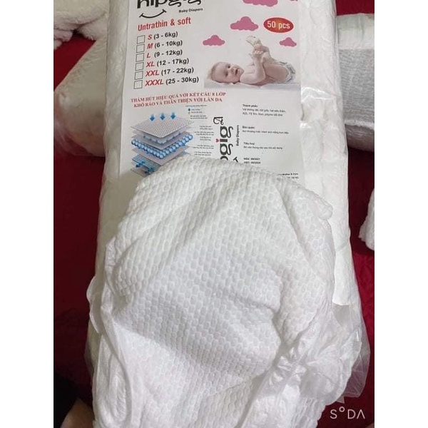 COMBO 100 bỉm dán hipgig đủ size S M L Xl XXL