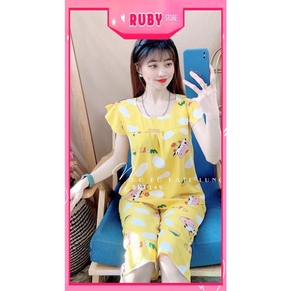 Đồ bộ nữ mặc nhà chất kate mềm mát in bò sữa hoạt hình dễ thương BKT149