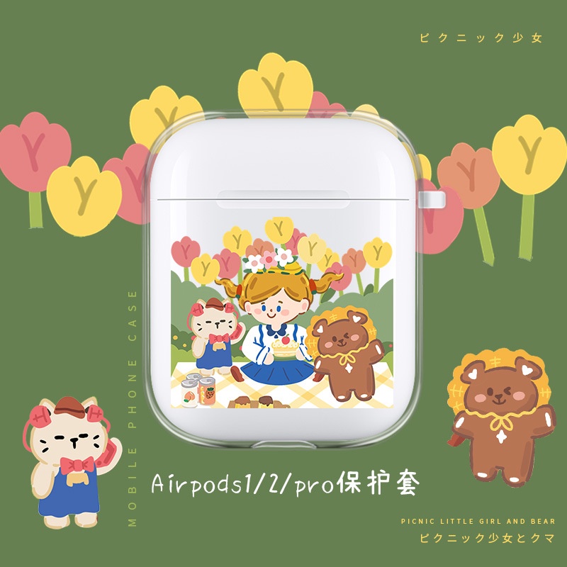 Vỏ Bảo Vệ Hộp Sạc Tai Nghe airpods 1 2 Pro 3rd Generation Pro 1/2 Trong Suốt Chống Sốc Họa Tiết Hoạt Hình Kiểu Nhật Hàn Dễ Thương