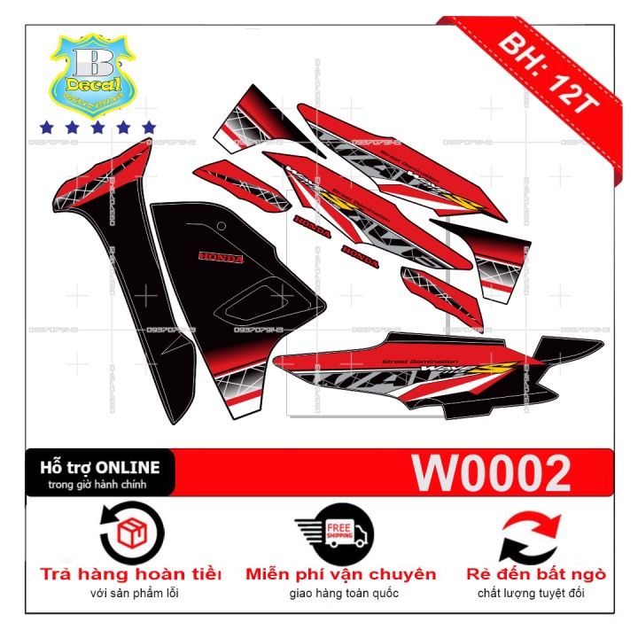 ( Quí khách vui lòng mang ra tiệm cho thợ dán ) Tem wave S 110 2017