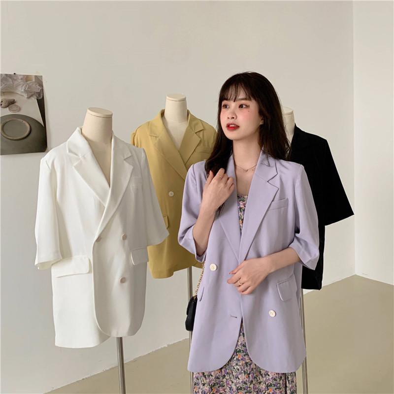 CÓ SẴN 1C MÀU VÀNG Blazer mỏng mùa hè form dài rộng - A1076