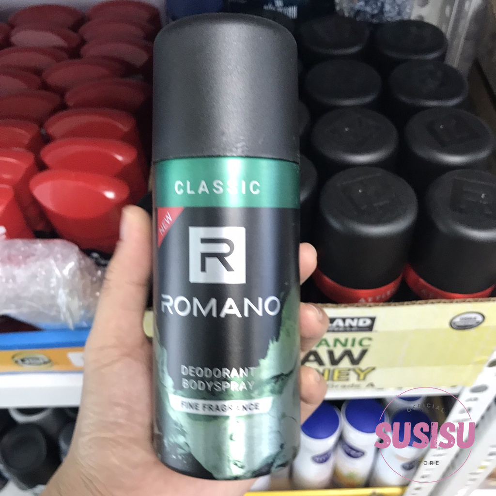 Xịt khử mùi nước hoa nam Romano Deodorant Bodyspray 150ml/Lăn nách nam ROMANO Attitude / Classic Deodorant Roll-on 50ml
