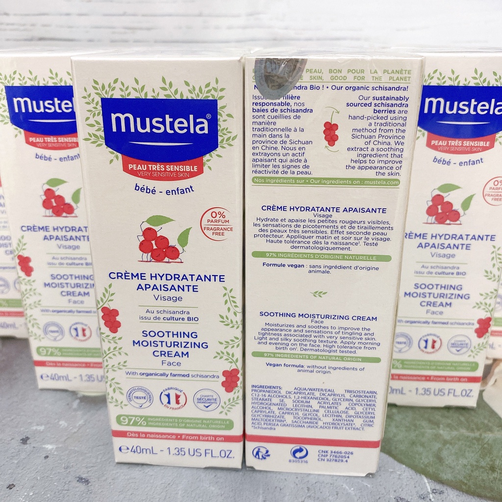 Combo Sữa Dưỡng Da Toàn Thân Và Kem Dưỡng Da Mặt Cho Trẻ Sơ Sinh &amp; Em Bé Có Da Nhạy Cảm Mustela Soothing Moisturizing