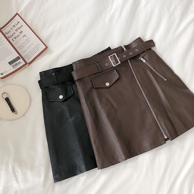 Chân Váy Da Ulzzang Hàng Đẹp (Kèm Belt)