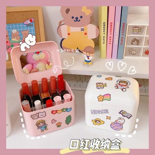 Hộp đựng son, đựng đồ trang điểm kèm gương Zanmoo (TẶNG STICKER TRANG TRÍ)