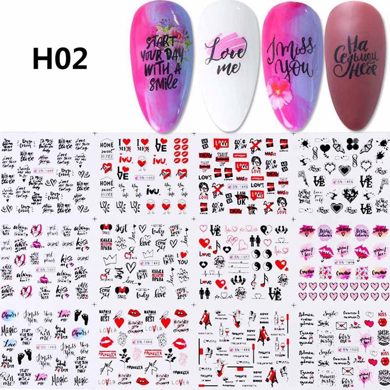 Nail Watermark Sticker Russian Style Sexy Red Lip Applique