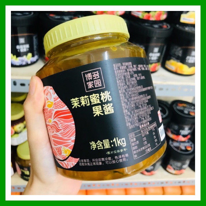 Mứt sốt đào nhài Boduo pha trà trái cây thơm ngon hộp 1kg- Hàng chính ngạch, tem phụ Việt Nam