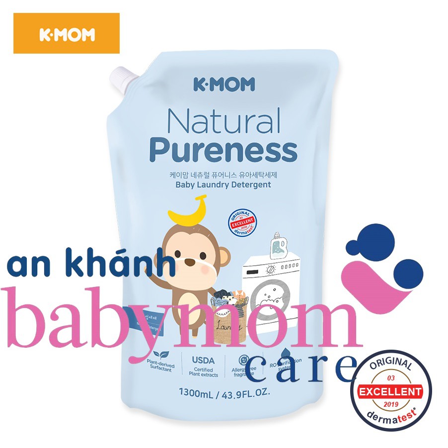 Nước giặt đồ sơ sinh hữu cơ (organic) Kmom Hàn Quốc (1300ml) KM13127