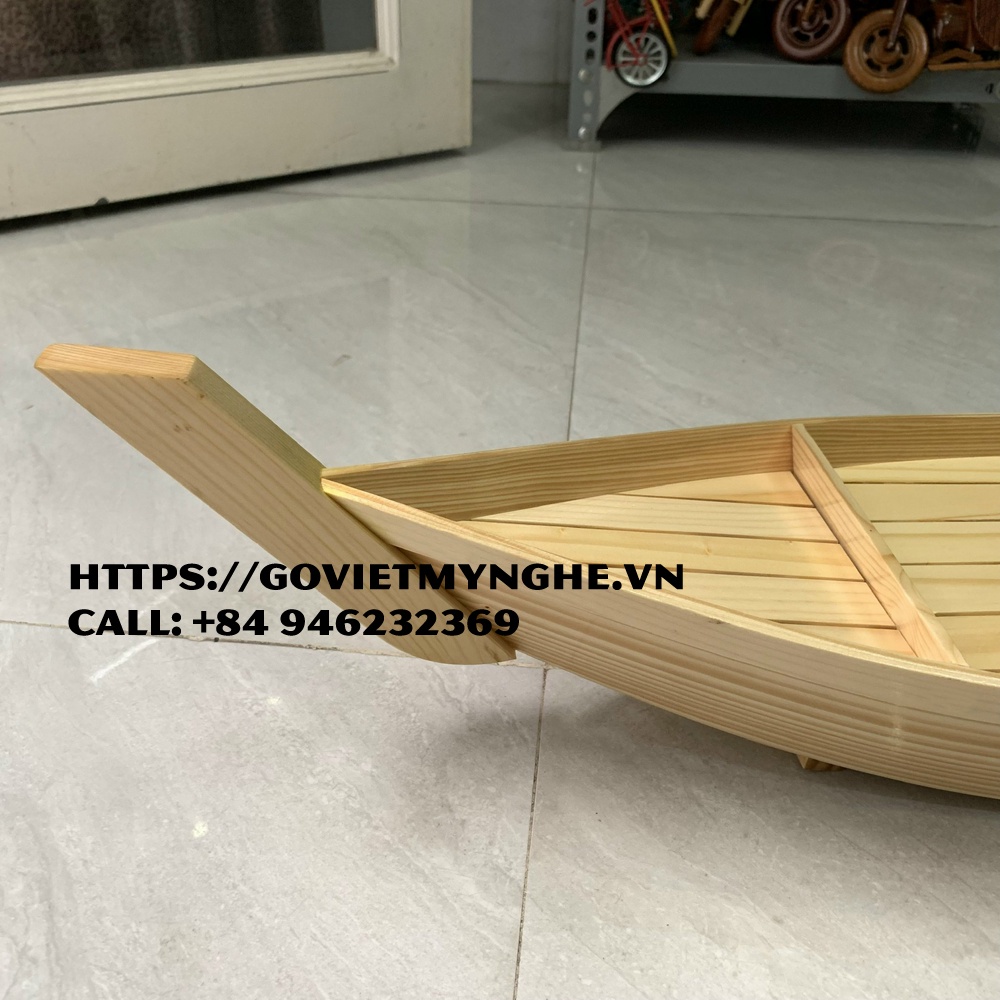 Khay gỗ sushi trang trí món ăn hải sản trang trí sushi trang trí sashimi thuyền gỗ sushi cho nhà hàng Nhật - Dài 48cm
