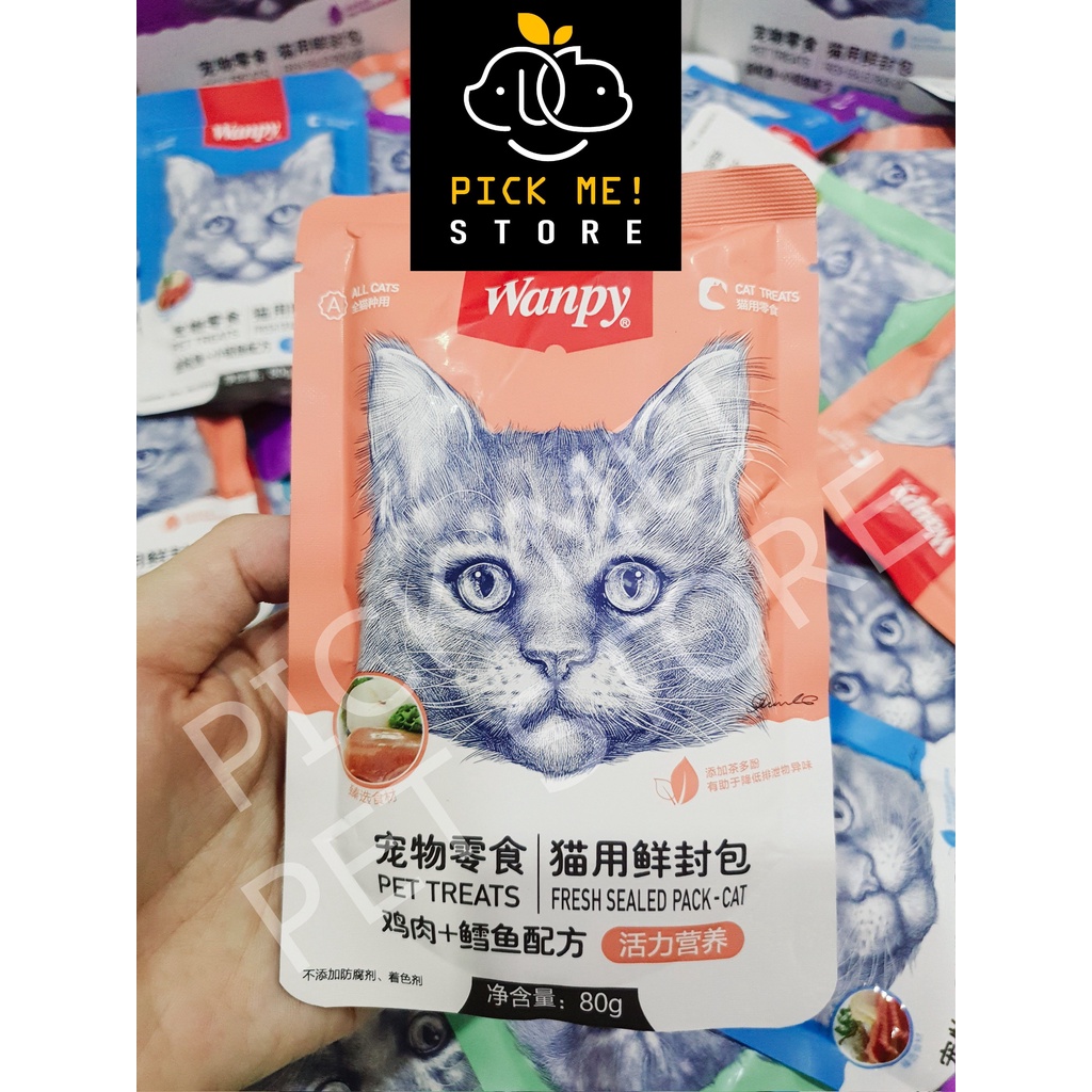Pate Súp Thịt Tươi Wanpy Cho Mèo Mọi Lứa Tuổi 80g