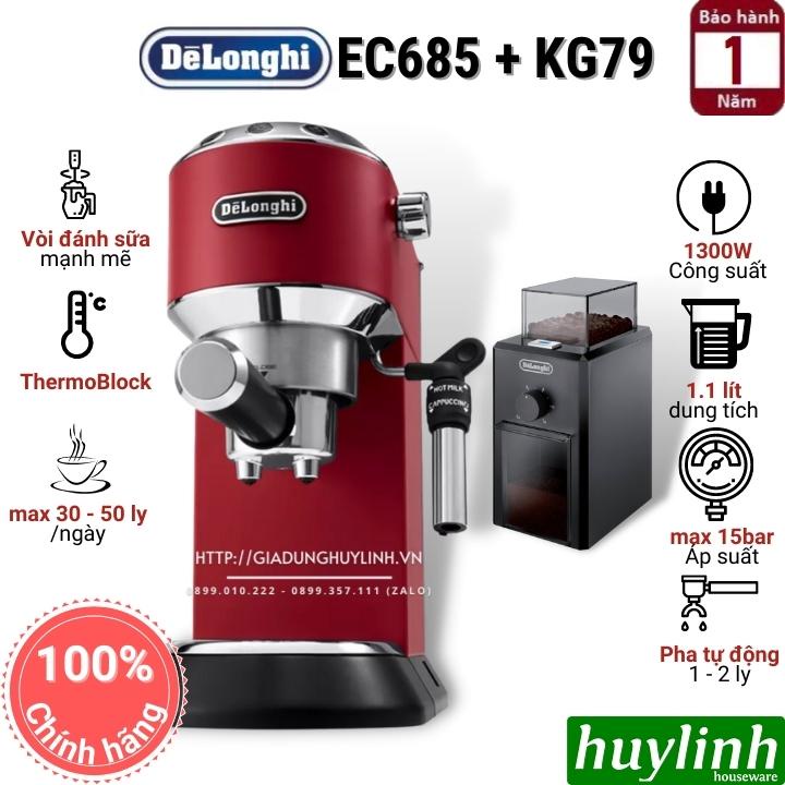 [Mã ELHAMS5 giảm 6% đơn 300K] Máy pha cà phê Delonghi EC685 - Tặng kèm máy xay cà phê KG79