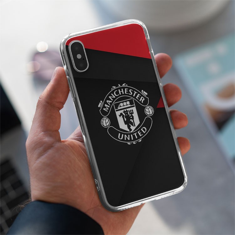 Ốp lưng logo đỏ đen Manchester United cho Iphone 5 6 7 8 Plus 11 12 Pro Max X Xr MAN20210011