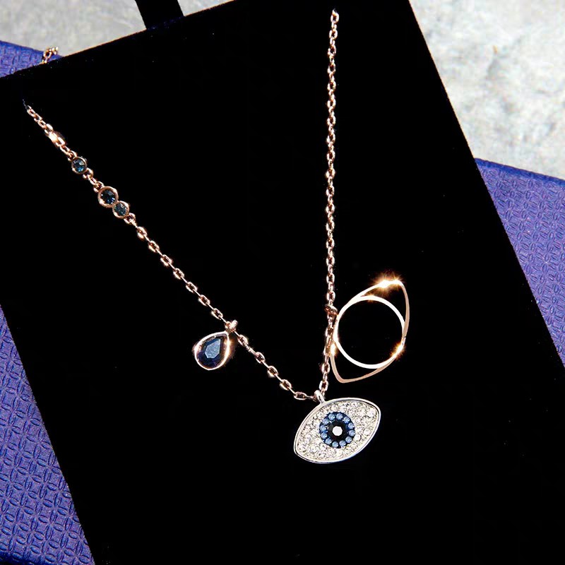 Dây Chuyền Mạ Vàng 18k Mặt Hình Con Mắt Quỷ Đính Đá zircon Phong Cách Âu Mỹ Thời Trang Cho Nữ