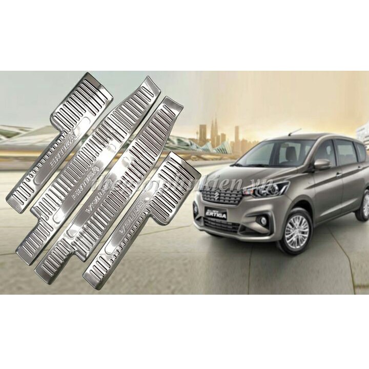 Bộ Ốp bậc cửa, nẹp bước chân Suzuki Ertiga 2019-2022 – INOX(hàng cao cấp)