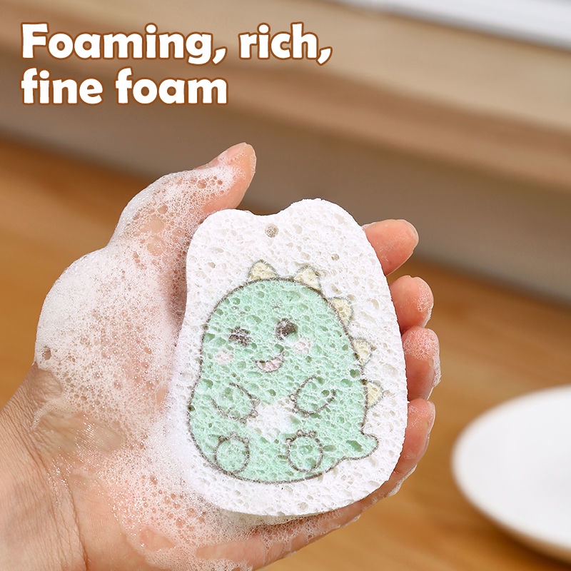 Mút Rửa Chén Bằng Bột Gỗ Không Dính Kiểu Hoạt Hình Dễ Thương