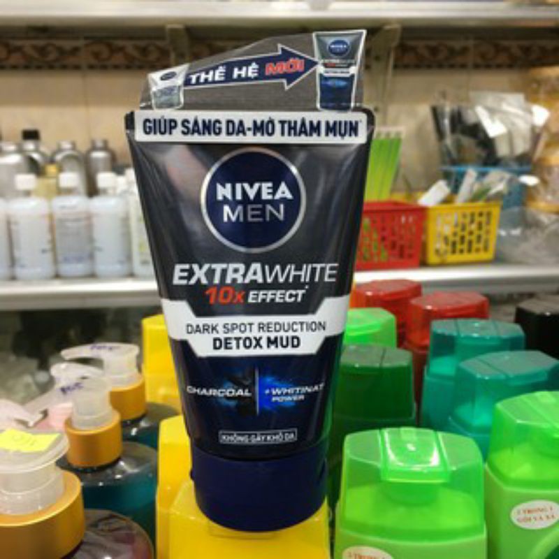 Sữa Rửa Mặt Sáng Da - Mờ Thâm NIVEA - Men Extra White 10X Effect Dark Spot Reduction Detox Mud 100g